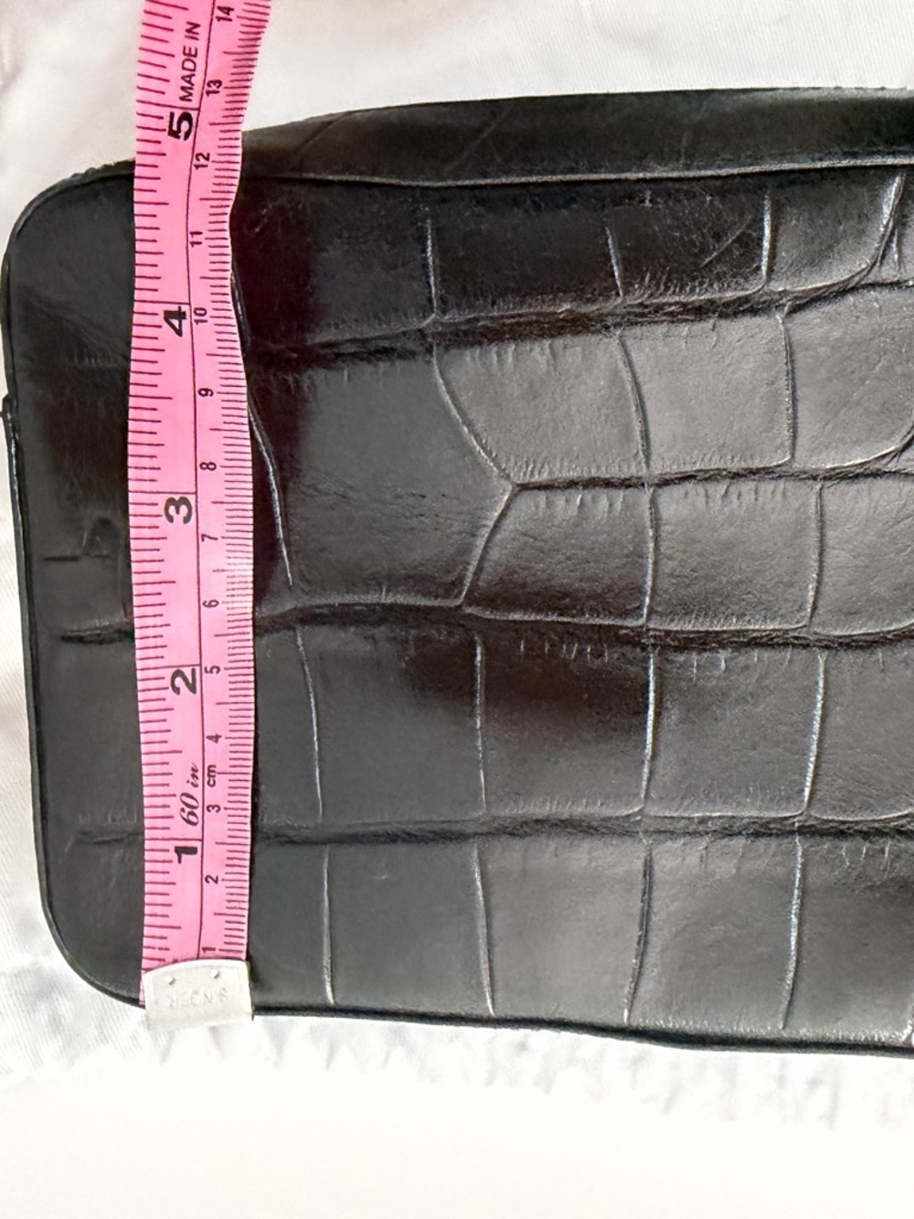 Reiss Black Croc-Textured Leather Crossbody Camera Bag - Picture 11 of 11